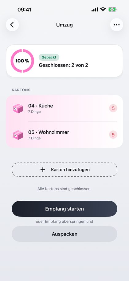 Schließen, beschriften, los