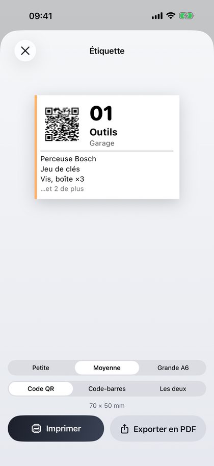 Imprimez une étiquette