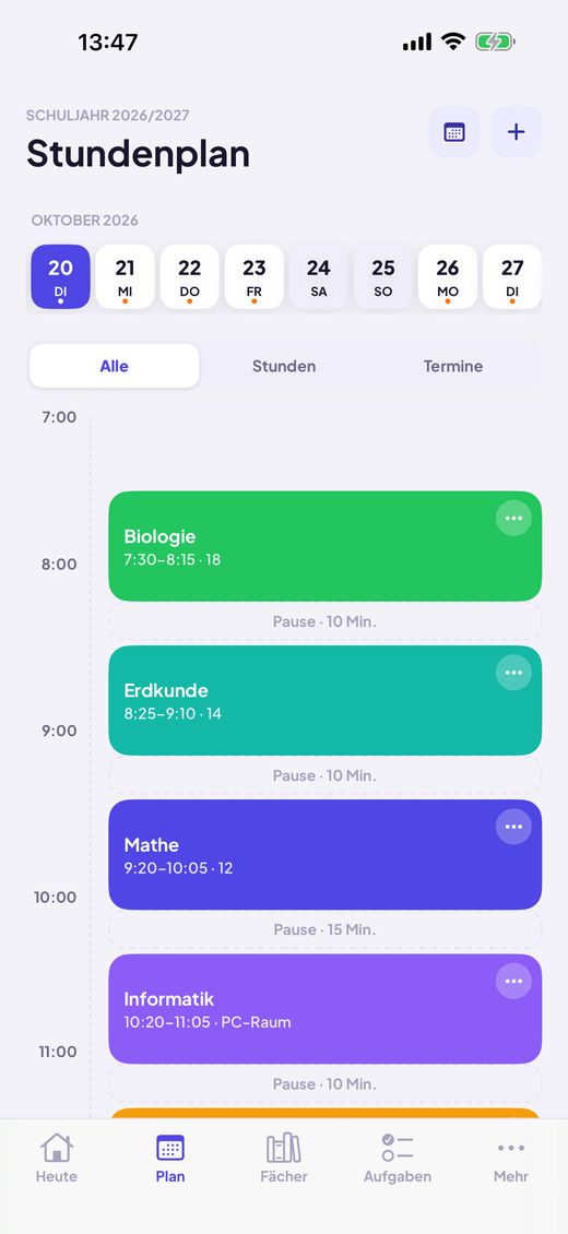 Stundenplan anlegen