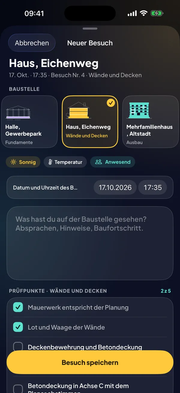 Besuch hinzufügen