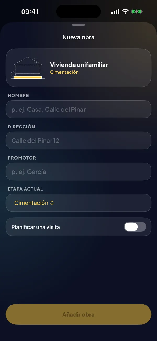 Ponle nombre y fija la etapa