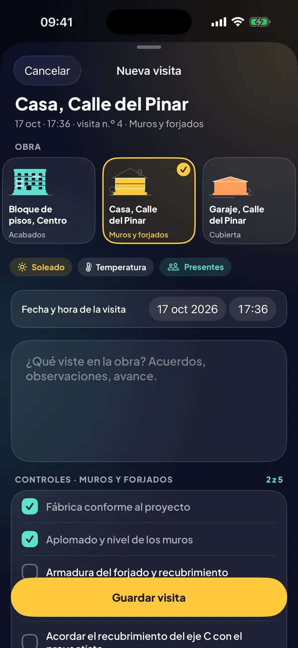 Añade una visita