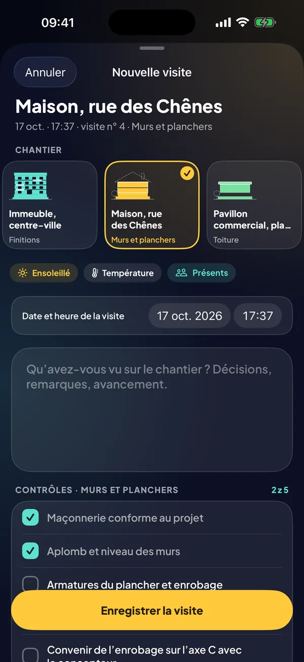 Ajoutez une visite