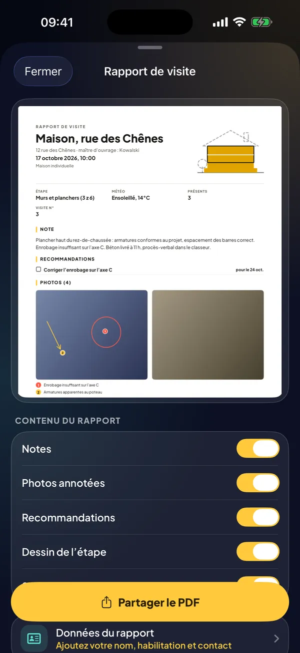 Envoyez le rapport PDF