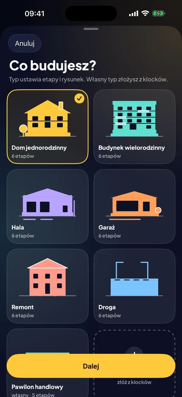 Wybierz typ budowy
