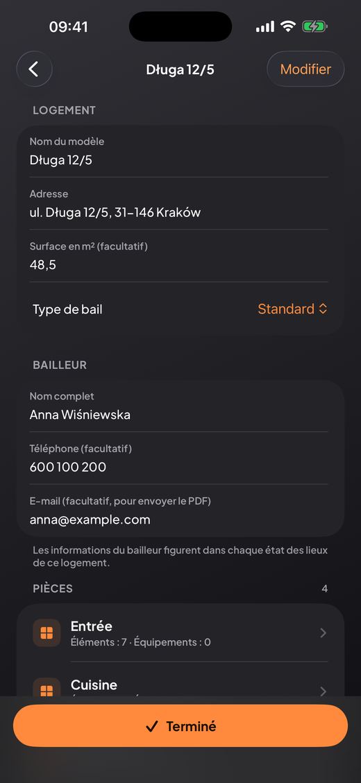 Ouvrez le modèle du logement