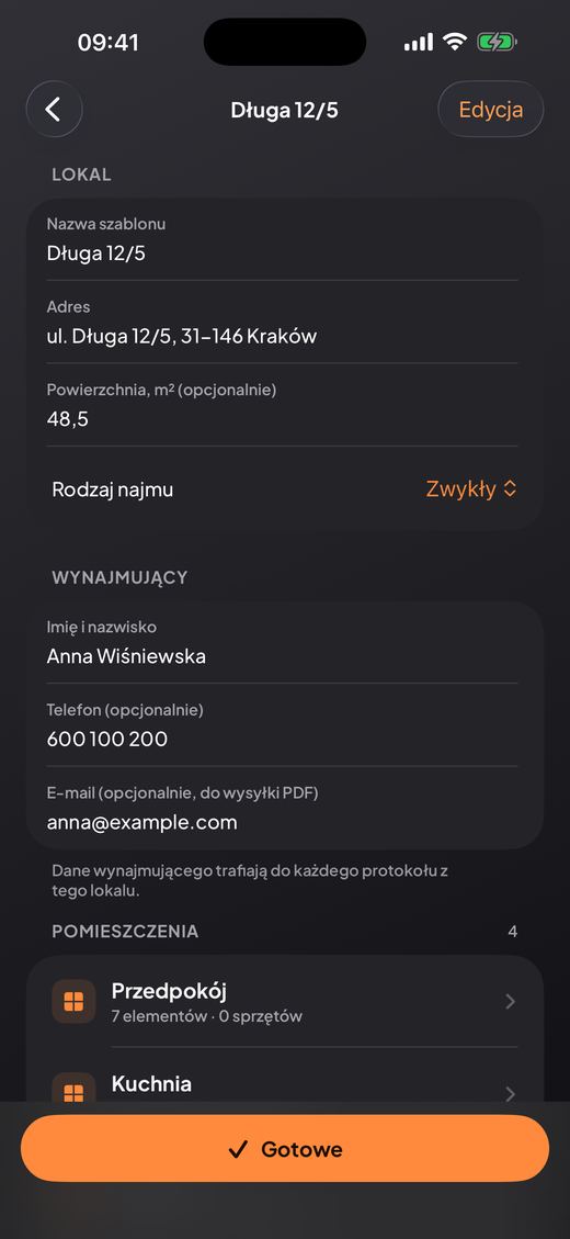 Otwórz szablon lokalu